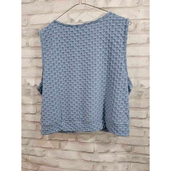 Iris Women 3X Blue Cinched Workout Crop Top Blouse Sleeveless Tank 19.5" Length - Picture 9 of 9